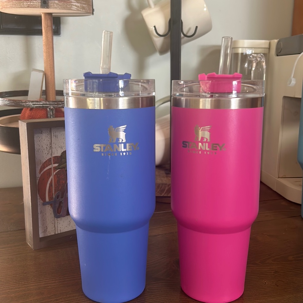 Stanley cups purple and hot pink